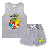 Children Pokemon Pikachu Tshirts & Shorts Vest Middle Pants Casual Sweat Wicking Suit