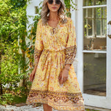 Beth Dutton Bohemian Dress Summer Spring Midi Dresses Cotton Lace Printed Dress
