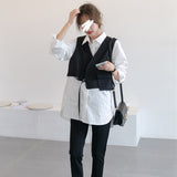 Preppy Aesthetic Outfits Autumn Long Sleeve Shirt Two-Piece Set