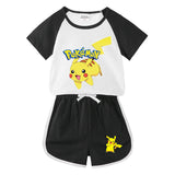 Children Pokemon Pikachu Tshirts & Shorts Short-Sleeved T-shirt Shorts Casual Sports Two-Piece Neutral