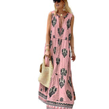 Women Bohemian Dress Women's Summer Sleeveless Printed Dress