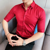 Men Shirts Casual Solid Color Business Shirt