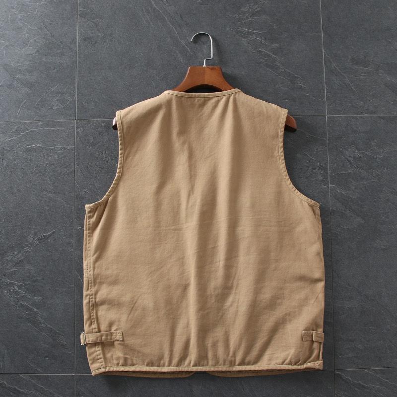 Men Utility Vest Work Zipper Tactical Work Vest Slim Pocket Jacket Outdoor Leisure Men's Loose plus Size Multi-Pocket