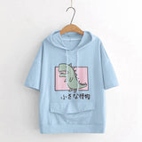 Dinosaur Sweats Dinosaur Contrast Color University Style Sweatshirt Short Sleeve