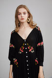 Embroidered Flower V-neck Fashion Dress