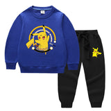 Children Pokemon Pikachu Hoodie & Pant Set Two-Piece Cotton Sweater Set