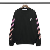 Off White Sweatshirts Long Sleeve round Neck Neck Sweater Autumn and Winter Off Red Gradient Arrow Pattern round Neck Sweater for Men and Women