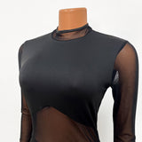 Kesha Black Dress Women's Sexy Mesh Stitching See-through One-Piece Pants Length