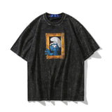 Men T Shirt Summer Casual Tops Blue Elf Printed Short Sleeve T-shirt Fashion round Neck Half Sleeve T-shirt