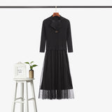 Fairy Dress Women's Woolen Skirt Autumn Mesh Ice Silk Dress Solid Color Knitted Base Skirt
