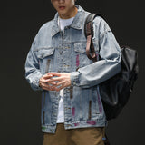 Spray Painted Jacket Fall Men's Clothing Jacket Casual Loose Denim Jacket