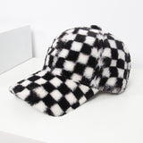 Vintage Check Baseball Cap Black and White Plaid