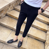 Men Trouser Casual Cropped Pants Slim Fit Suit Pants