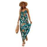 Spring and Summer Lace Stitching V-neck Strap Vacation Style Elegant Dress