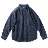 Denim Shirts Men's Long Sleeve Loose Casual Top Coat