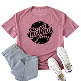 Boy Mama T Shirts Baseball Mama Pattern Printed T-shirt