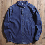 Denim Shirts Pure Cotton Water Light Blue Denim Shirt Men's Long Sleeve Loose Casual