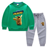 Children Pokemon Pikachu Hoodie & Pant Set Two-Piece Baby Cotton Sweater Set