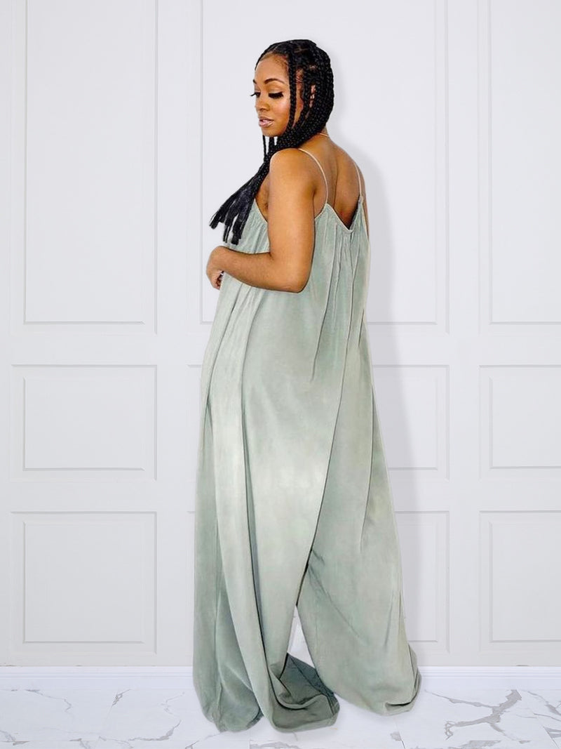 Women Plus Size Jumpsuits Summer Suspenders Loose Flared Pants Solid Color Jumpsuits