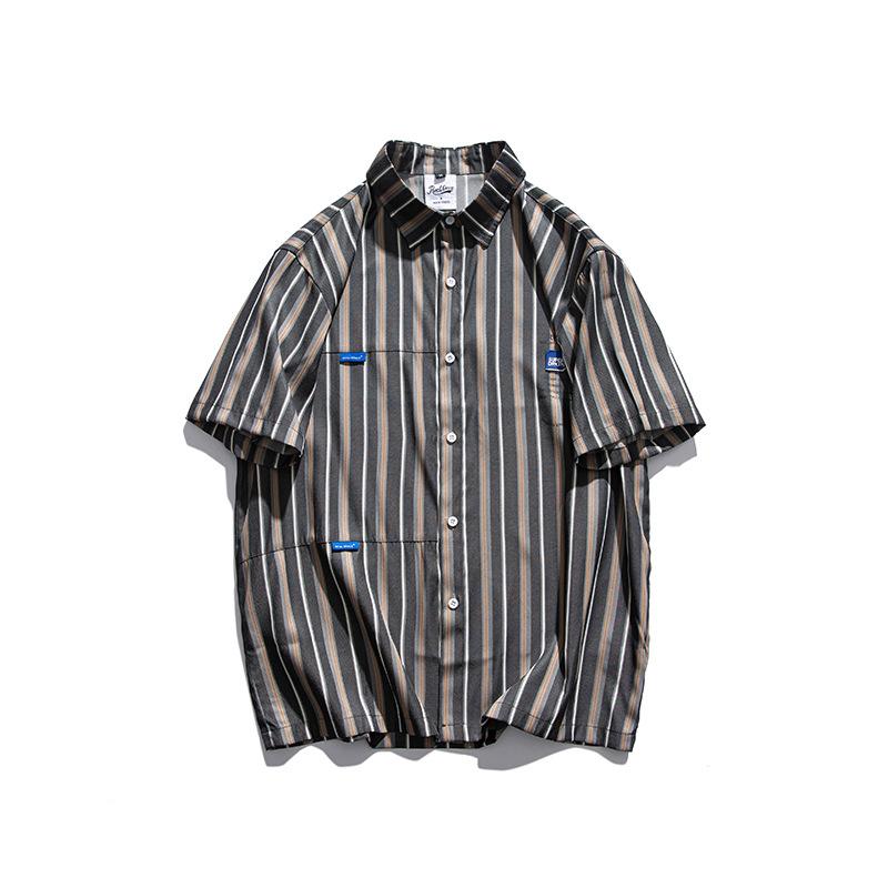 Men's T Shirt Summer Casual Tops Men's Summer Vintage Vertical Stripes Neutral Short-Sleeved Shirt Men's and Women's New Short-Sleeved Shirt