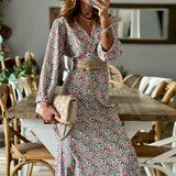 Women Bohemian Dress Women's Summer Long-Sleeve Printed Dress