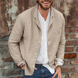 Mens Linen Suits Spring and Autumn Leisure Cotton Linen Loose Suit Jacket