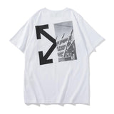 Off White T Shirt Short Sleeve Casual Fashionable  Tshirt Stitching Half Arrow Print Owt