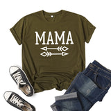 Boy Mama T Shirt Mama Bow and Arrow Printed Short Sleeve round Neck T-shirt