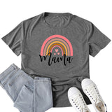 Boy Mama T Shirt Mama Rainbow Pattern Printed T-shirt