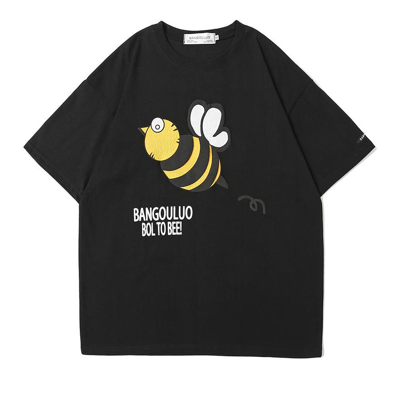 Men's T Shirt Summer Casual Tops Cartoon Rice Pink Printed Short Sleeve T-shirt Men's round Neck Half Sleeve Trendy Loose Half Sleeve T-shirt