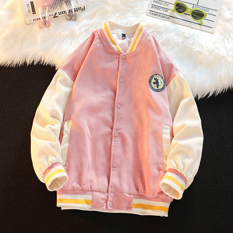 Corduroy Patch Jacket Corduroy Baseball Uniform Jacket