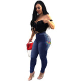 Women Plus Size Jeans Slim-Fit Lace Up Denim Skinny Pants