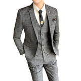 Seersucker Suit Slim Three-Piece Suit Striped Suit