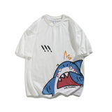 Men T Shirt Summer Casual Tops Men's Clothes Summer Wear Retro That's round Neck Short Sleeve Casual Loose Cartoon Shark T-shirt