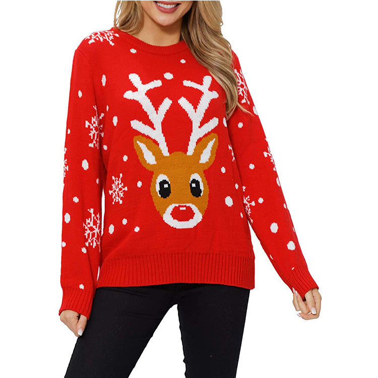 Ugly Christmas Sweater Reindeer Sweater Women's Autumn and Winter Jacquard Sweater