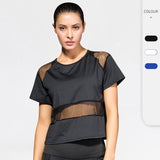 Moisture Wicking Shirts Ladies' Mesh Stitching Yoga Clothes Loose Casual Running Workout Clothes