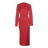 Music Festivals Rave Outfits Dress Sexy V-neck Slim Fit Long Sleeve Narrow Dress for Women