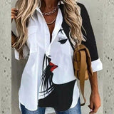 Women Bohemian Shirts Spring and Summer Fashion Long Sleeve Lapel Print Shirt