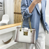 Jackie Kennedy Bag Crocodile Pattern Tote Bag