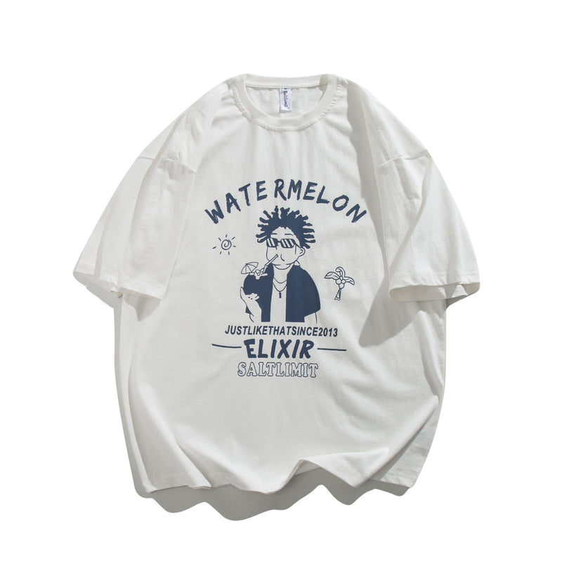 Men T Shirt Summer Casual Tops Men's Clothes Summer Wear Retro Men's round Neck Short Sleeve Casual round Neck T-shirt