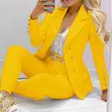 Women Blazar Pants Suit Fall/Winter Slim Straight-Leg Pants Casual Jacket