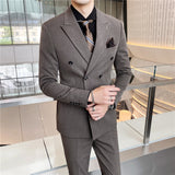 Double Brewed Seersucker Suit Male Youth Fashion Suit