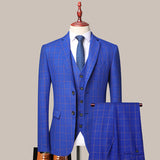 Seersucker Suit Men's Three-Piece Business Suit