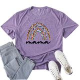 Boy Mama T Shirt Leopard Print Rainbow Mama Pattern Printed T-shirt