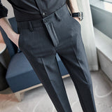 Men Trousers Simple Elastic Waist Business Casual Suit Pants Male