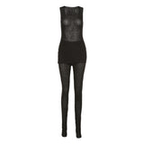 Women Top & Pant 2 Piece Set Summer Split T-shirt See-through Trousers Casual Suit