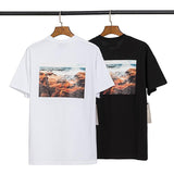 Fog T Shirt Summer Double Line Printed Short Sleeve Tshirt Male and Female Large Size Generation Hair Fear Of God