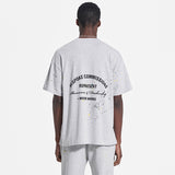 Present T Shirt Color Splash-Ink Letter Printing Loose Heavy Couple