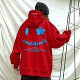 Smiley Face Hoodie Loose Sweater Men's Large Size Coat Autumn