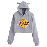 In Memory of Kobe Hoodie Kobe Peripheral Printing Casual Women Navel Cat Ear Sweater